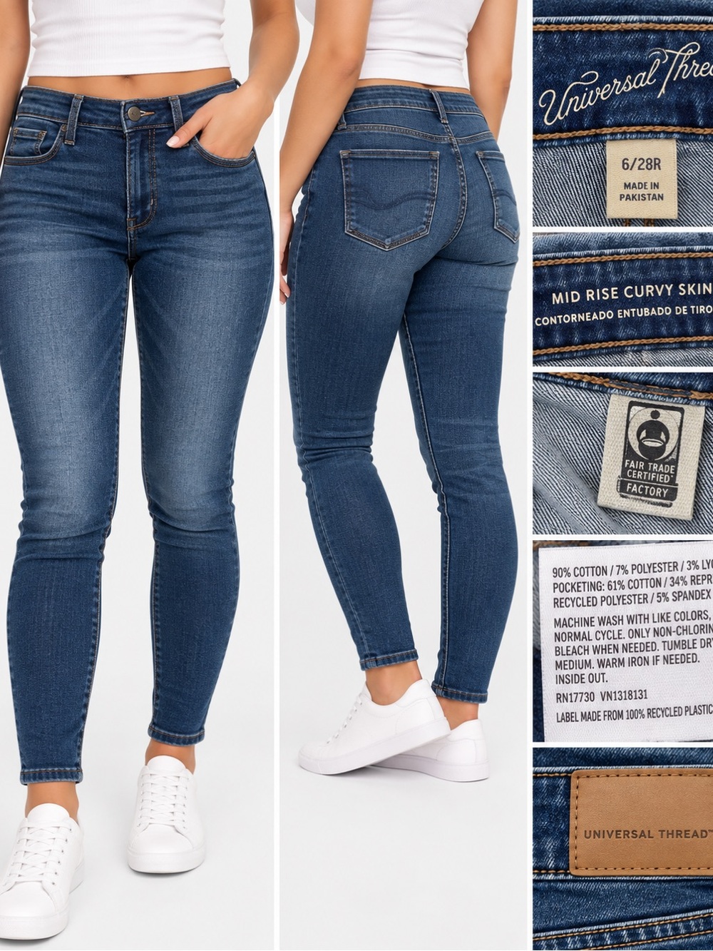 Universal Thread Women’s Mid Rise Curvy Skinny Jeans Size 6/28R Medium Wash